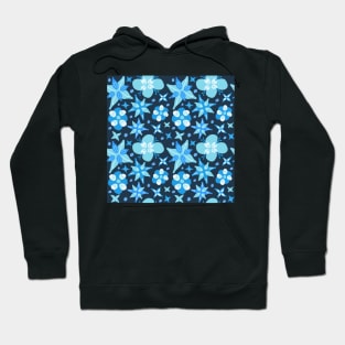 Blue Abstract Floral Pattern Hoodie